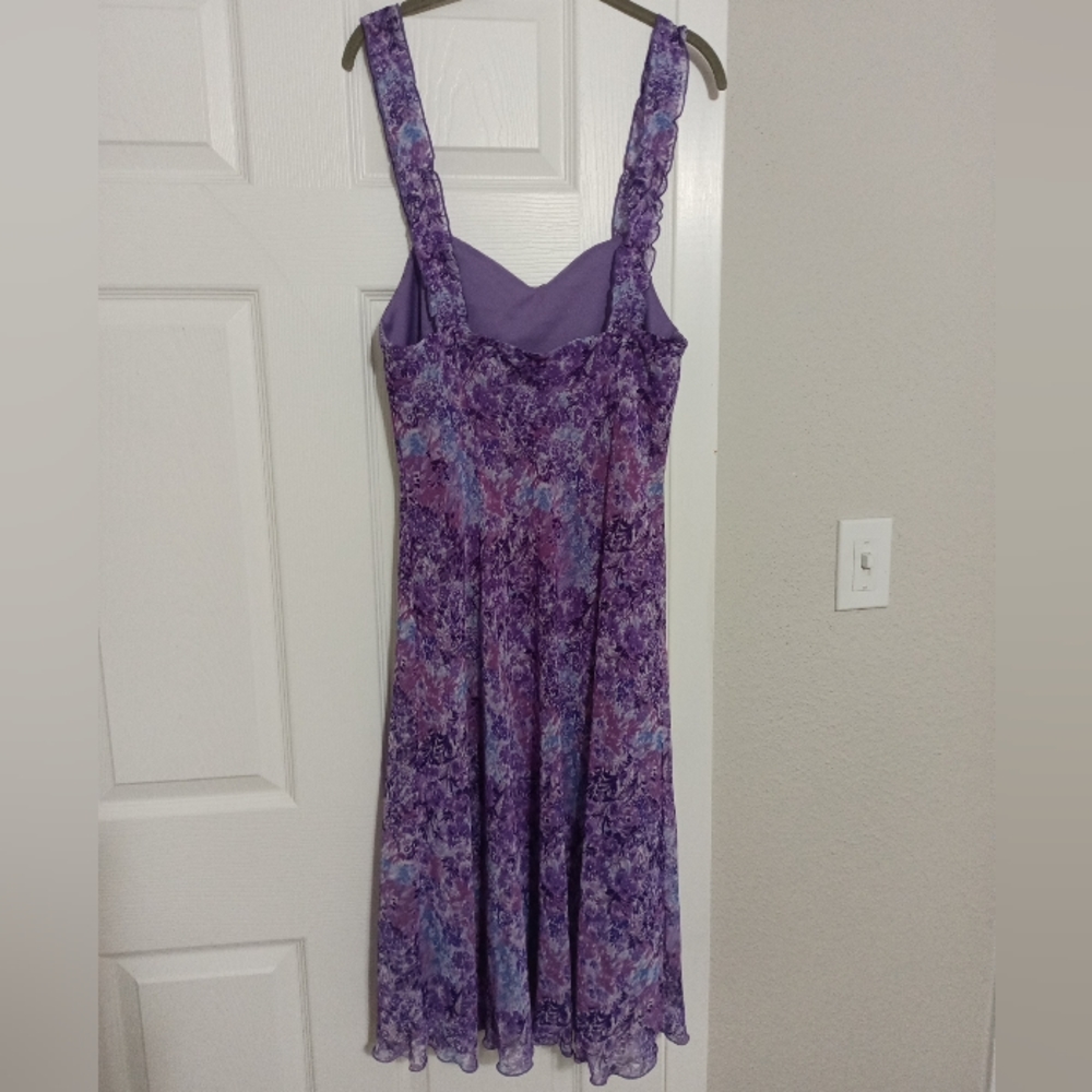 Connected Purple Floral Print Lined Sweetheart Dress Size 14 - Picture 5 of 7